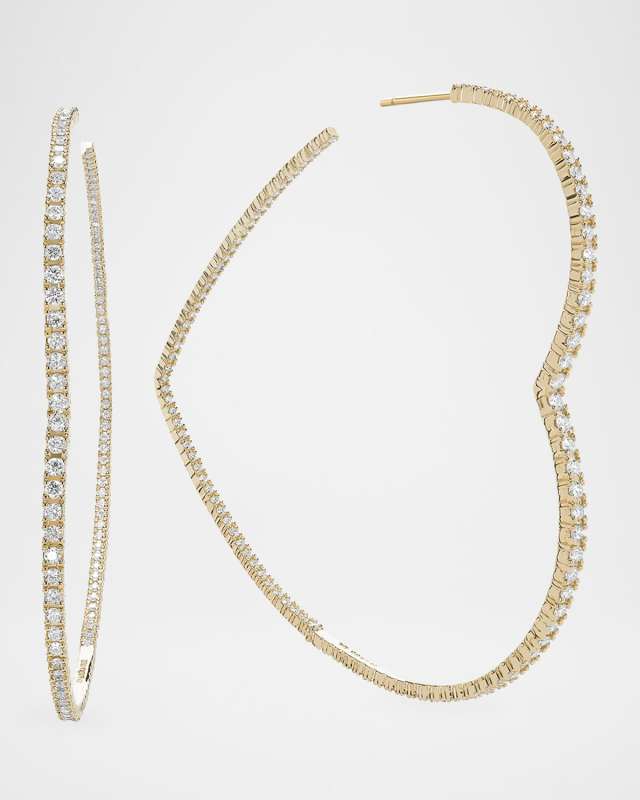 Flawless Large Graduating Diamond Heart Hoop Earrings